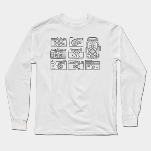Line Art Classic Camera Long Sleeve T-Shirt by milhad